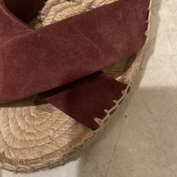 VINCE espadrille wedges suede Sandaals woman shoes size 7 burgundy red - Picture 7 of 7